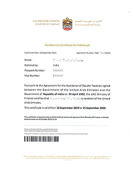 Tax Residency Certificate In UAE Tax Domicile Certificate UAE